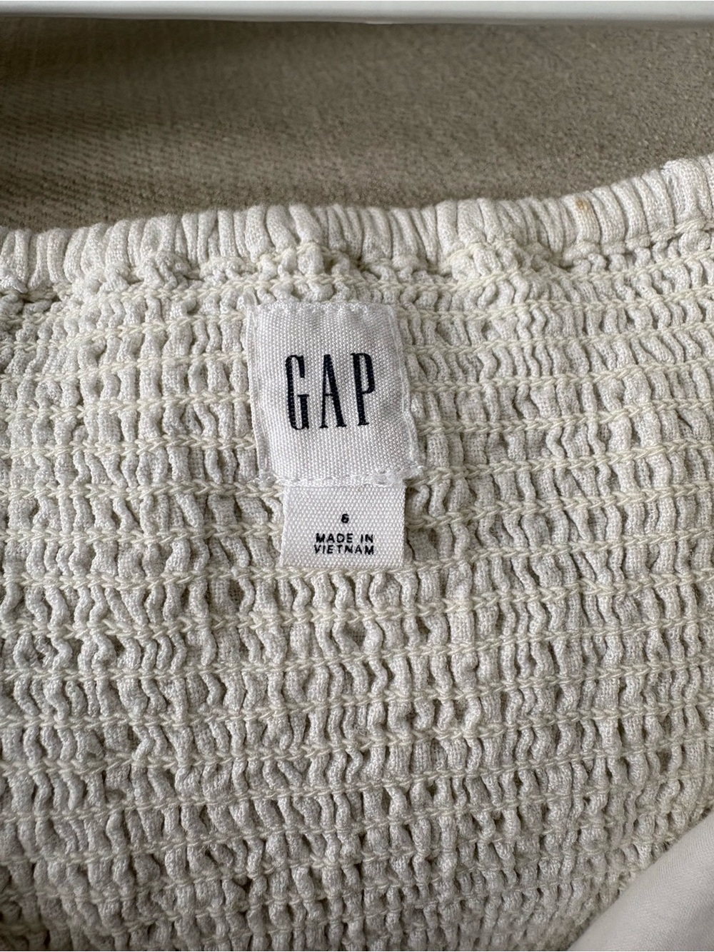 Gap White Linen V-Neck Puff Sleeve Midi Dress - Size 6 - Summer Boho Cottage - Picture 7 of 9